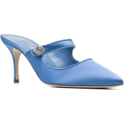 Mules en Satin Camparimu bleues - Talon 7 cm