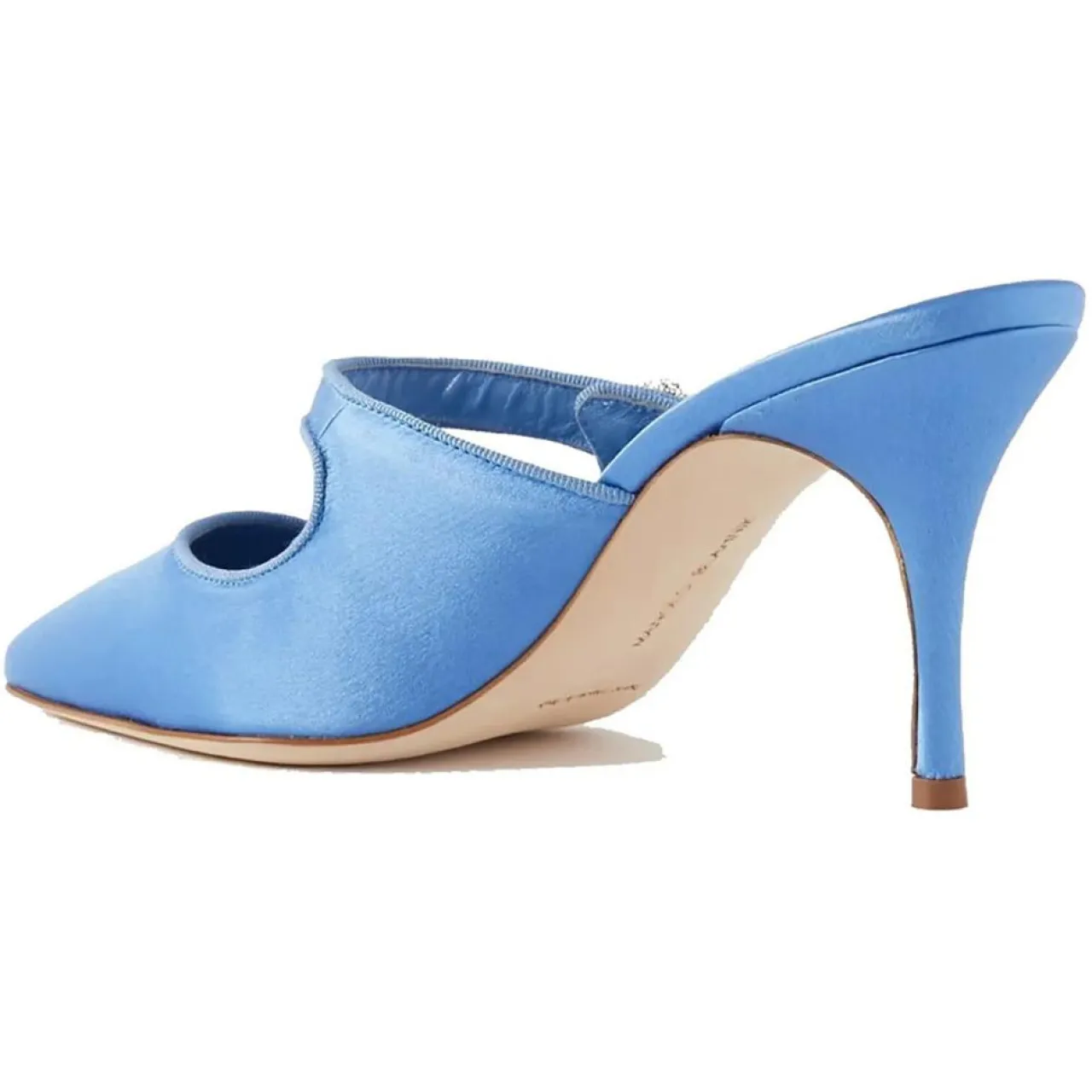 Mules en Satin Camparimu bleues - Talon 7 cm