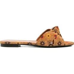 Mules en Velours de Cuir Bianca marron