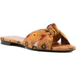 Mules en Velours de Cuir Bianca marron