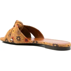 Mules en Velours de Cuir Bianca marron