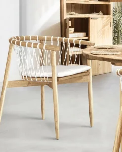 Nala - Chaise en teck massif et cordage blanc