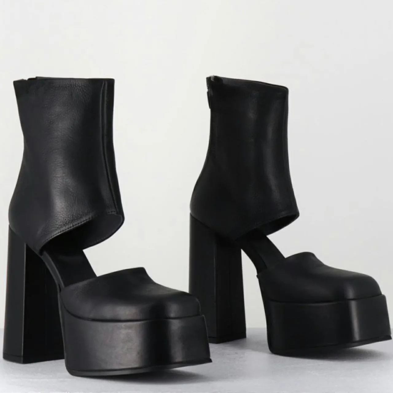 Open Boots en Cuir 3760 noires - Talon : 13cm