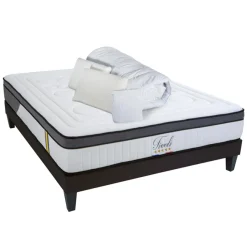 Pack Prêt à Dormir Tivoli Matelas + Sommier + Accessoires blanc - 140x190 cm