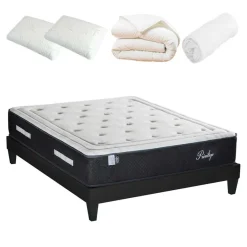 Pack prêt-à-dormir Privilège blanc/gris - 180x200 cm