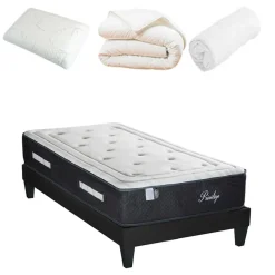 Pack prêt-à-dormir Privilège blanc/gris - 90x200 cm