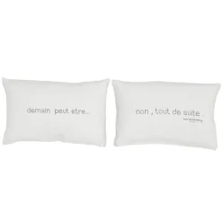 Paire de coussins sérigraphiés en lin gris 25x40cm