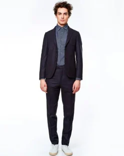 Pantalon 100% Laine Vierge Todd marine