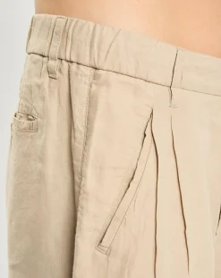 Pantalon 100% Lin Mossbo Pant Pinces beige