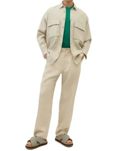 Pantalon 100% Lin Mossbo Pant Pinces beige