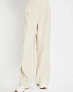 Pantalon 100% Lin Plissé Large Kl beige