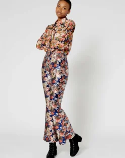 Pantalon à Sequins Roses encre