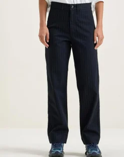 Pantalon ajusté Ghada rayé marine