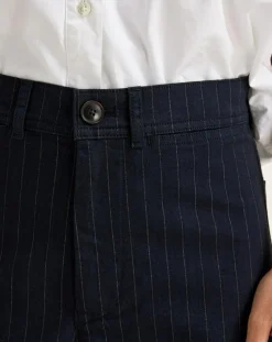 Pantalon ajusté Ghada rayé marine
