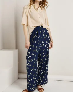 Pantalon ample fluide Julia imprimé marine