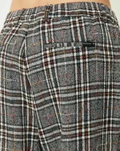 Pantalon ample fuselé multicarreaux gris