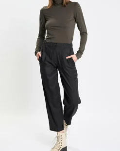 Pantalon cargo en Laine mélangée noir
