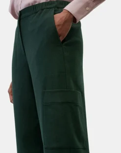 Pantalon cargo en Laine mélangée vert foncé