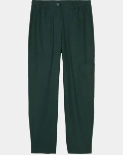 Pantalon cargo en Laine mélangée vert foncé