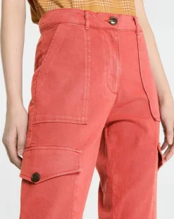 Pantalon cargo en Twill de Coton recyclé Robin rouge foncé