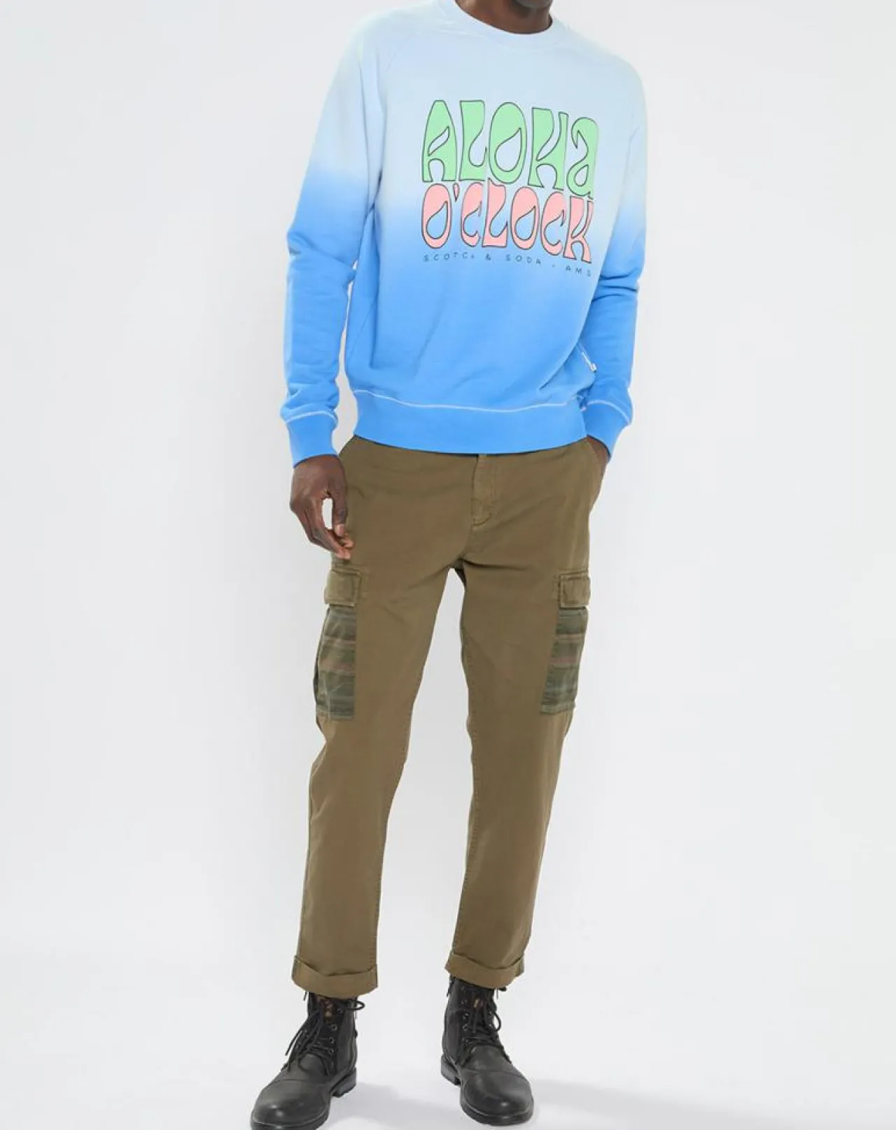 Pantalon Cargo Loose Tapered kaki foncé