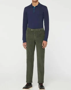 Pantalon Chino Droit en Velours kaki