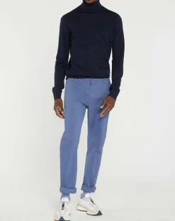 Pantalon chino en Coton bio droit Kutdroit bleu vintage