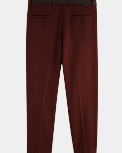 Pantalon Chino Loose Pince Laine mélangée Ceinturé bordeaux