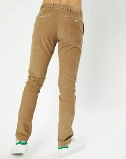 Pantalon Chino Slim en Velours côtelé beige moyen
