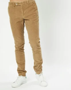 Pantalon Chino Slim en Velours côtelé beige moyen
