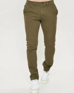 Pantalon chino slim Flex kaki foncé