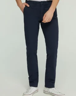 Pantalon chino slim Popplin Stretch bleu marine
