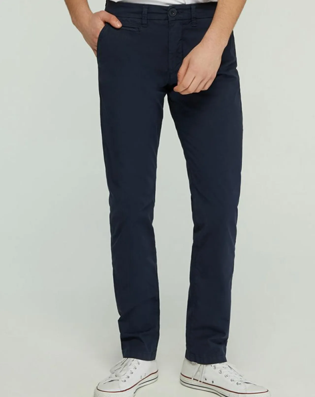 Pantalon chino slim Popplin Stretch bleu marine