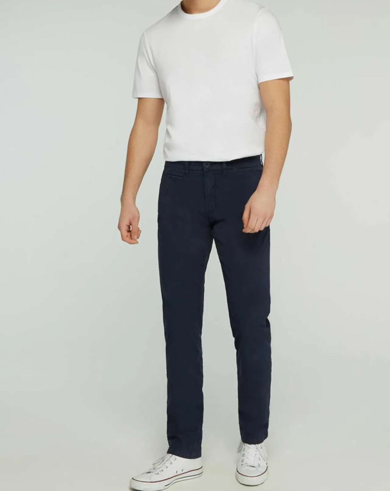 Pantalon chino slim Popplin Stretch bleu marine