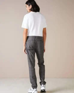 Pantalon chino slim Porths à carreaux gris