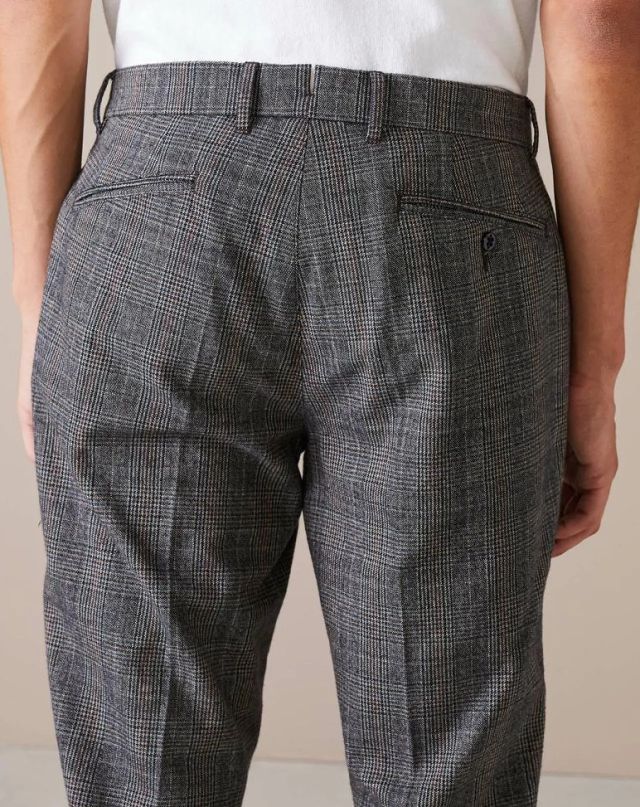 Pantalon chino slim Porths à carreaux gris