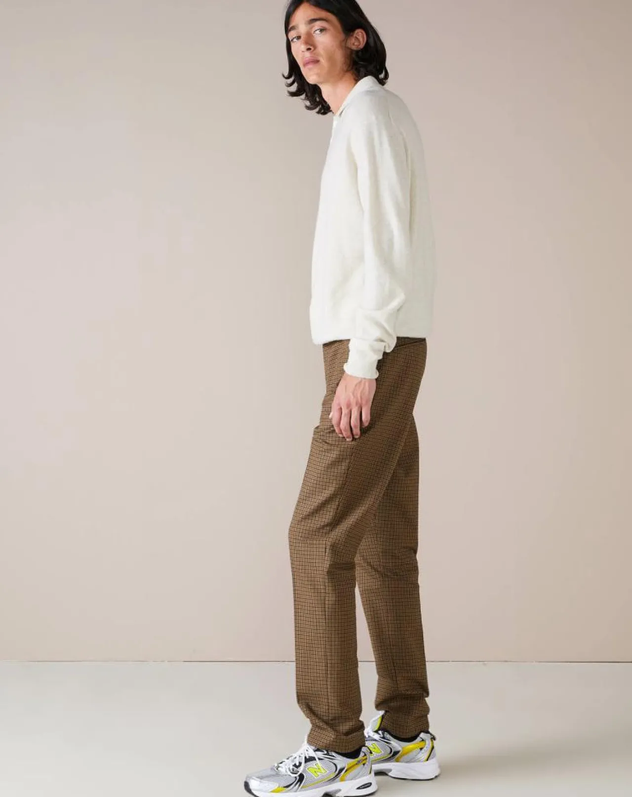 Pantalon chino slim Porths à carreaux marron