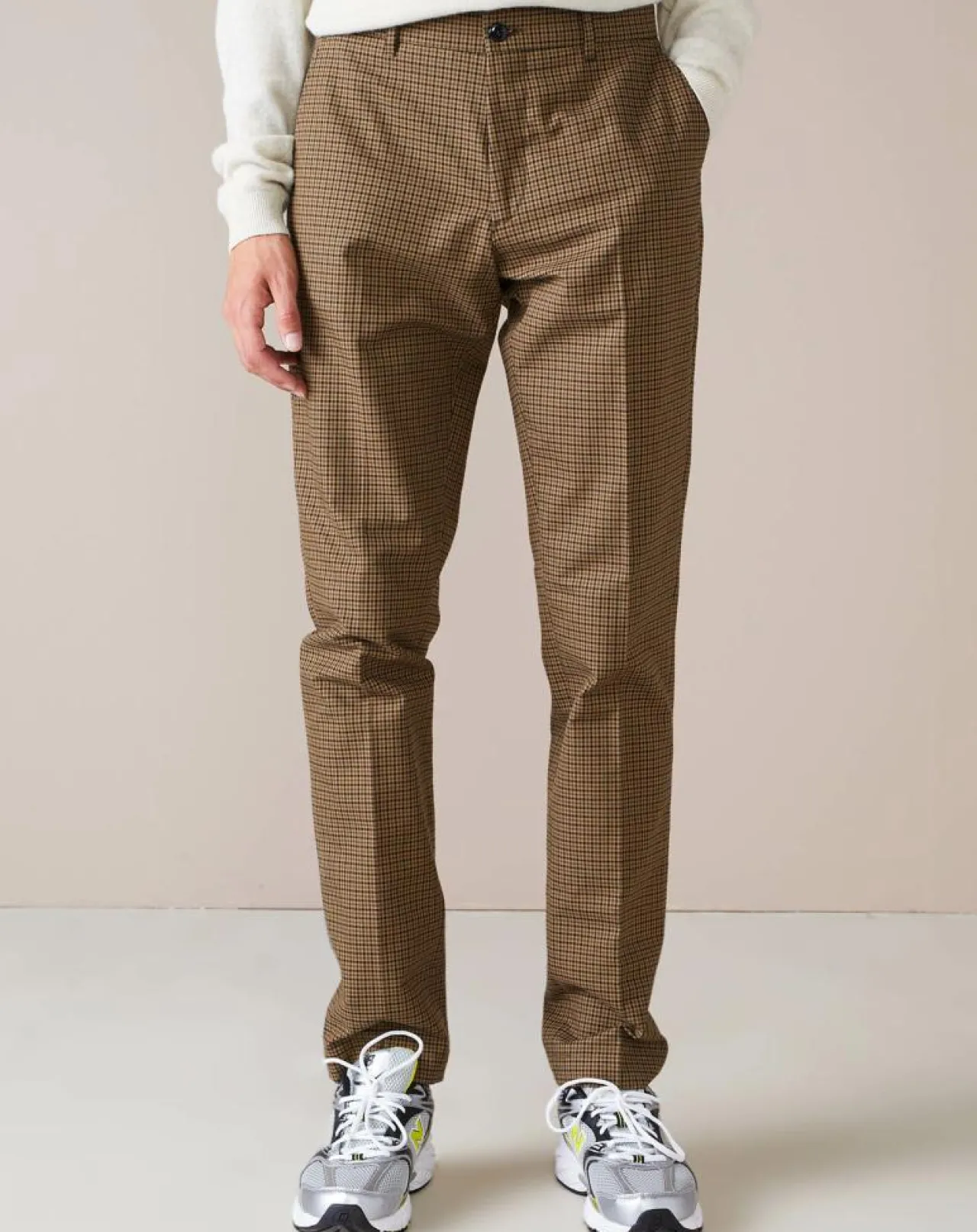 Pantalon chino slim Porths à carreaux marron