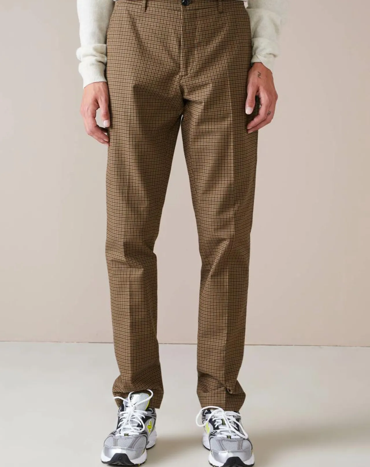 Pantalon chino slim Porths à carreaux marron