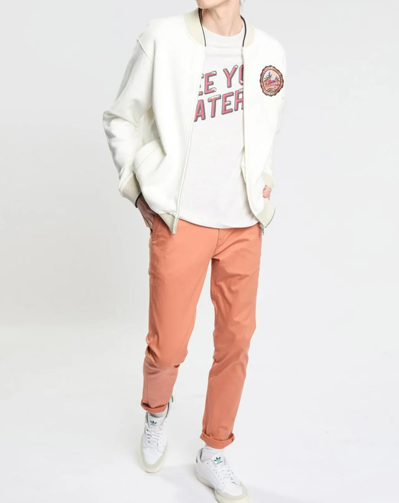 Pantalon Chino Super Slim Fit en Coton Bio mélangé Stretch brique