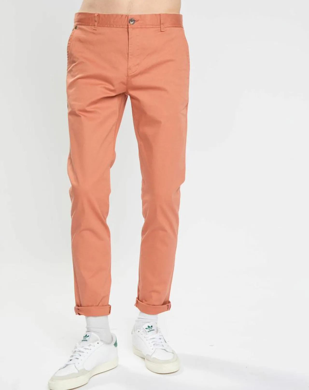 Pantalon Chino Super Slim Fit en Coton Bio mélangé Stretch brique