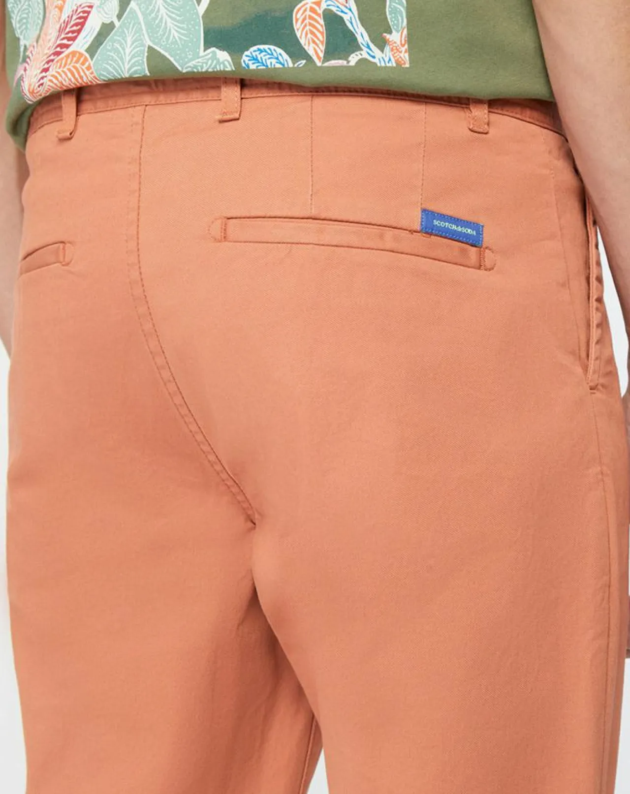 Pantalon Chino Super Slim Fit en Coton Bio mélangé Stretch brique