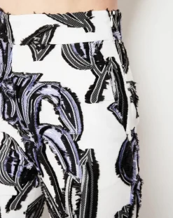 Pantalon Cléa à motifs blanc/lavande/noir