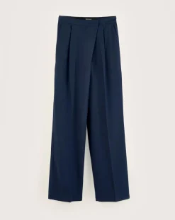 Pantalon de tailleur 100% Laine Tom naval