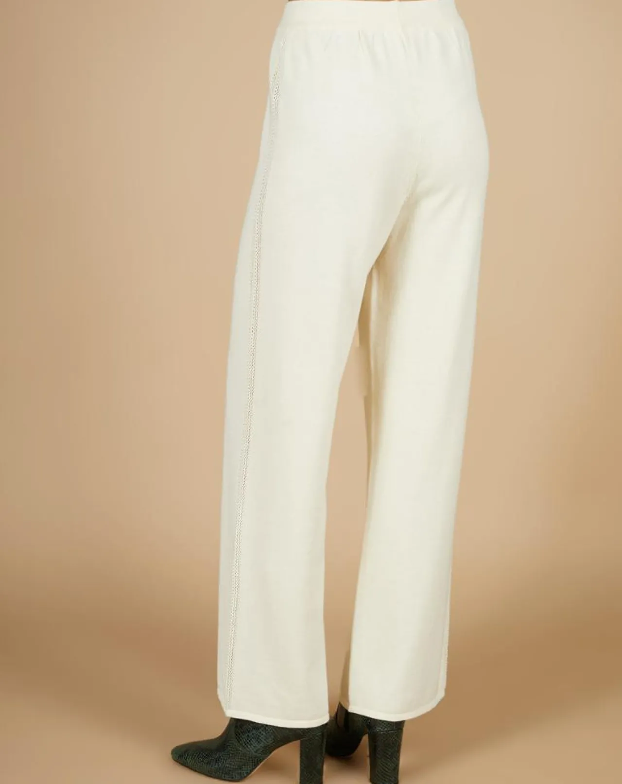 Pantalon en Coton & Cachemire Salomé blanc cassé