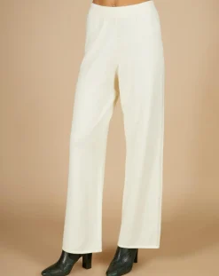 Pantalon en Coton & Cachemire Salomé blanc cassé