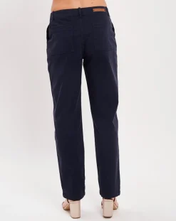 Pantalon en Coton & Lin Cora marine