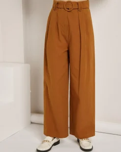 Pantalon en Coton & Lin Jeanne brique