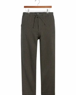 Pantalon en Coton Bio Pull On imprimé pied-de-poule marron/bleu