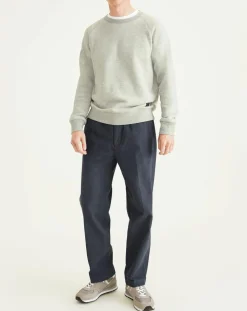 Pantalon en Coton Bio Pull On Tapered imprimé bleu marine
